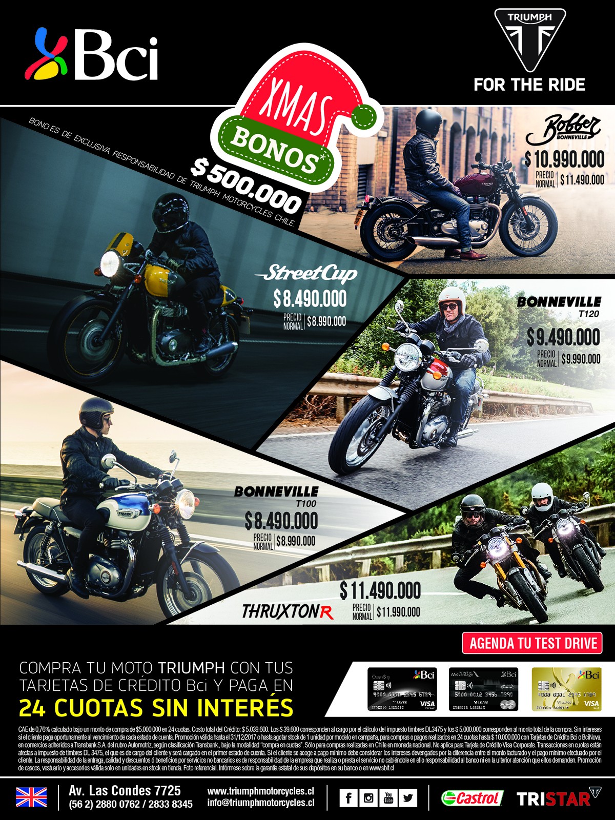 Compra tu Triumph en 24 Cuotas Sin Interés con Tarjeta de Crédito BCI 